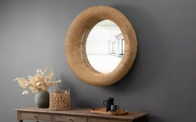 alang palm circular mirror