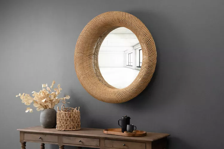 alang palm circular mirror