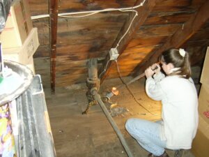 Plumbing vent in attic