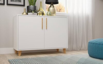 homfa storage cabinet with rattan doors